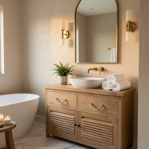 meuble salle de bain en teck