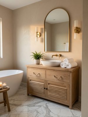 meuble salle de bain teck
