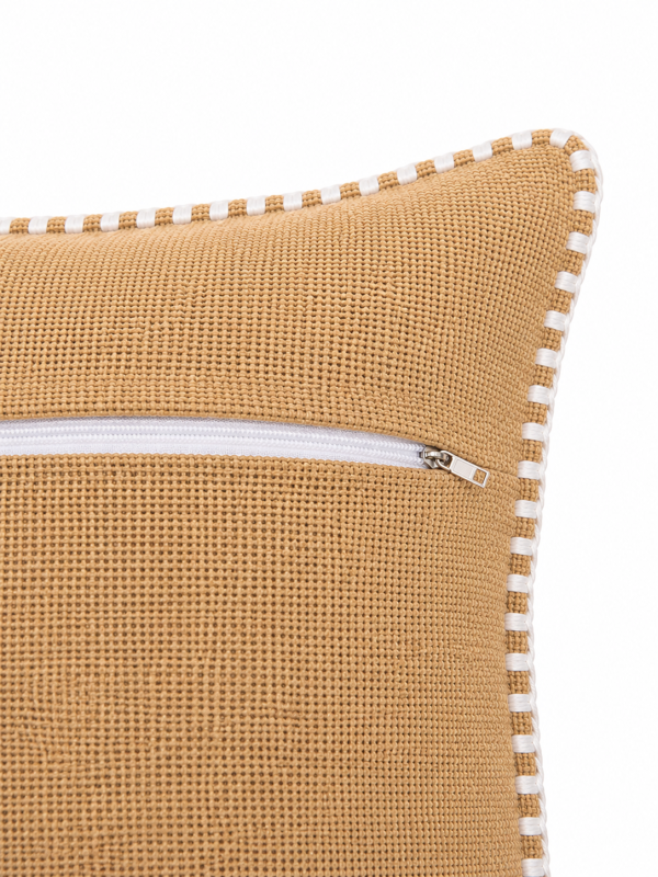 Coussin rectangulaire camel en coton