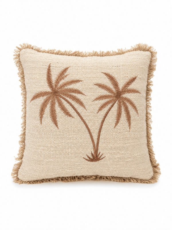 coussin coton motif palmier