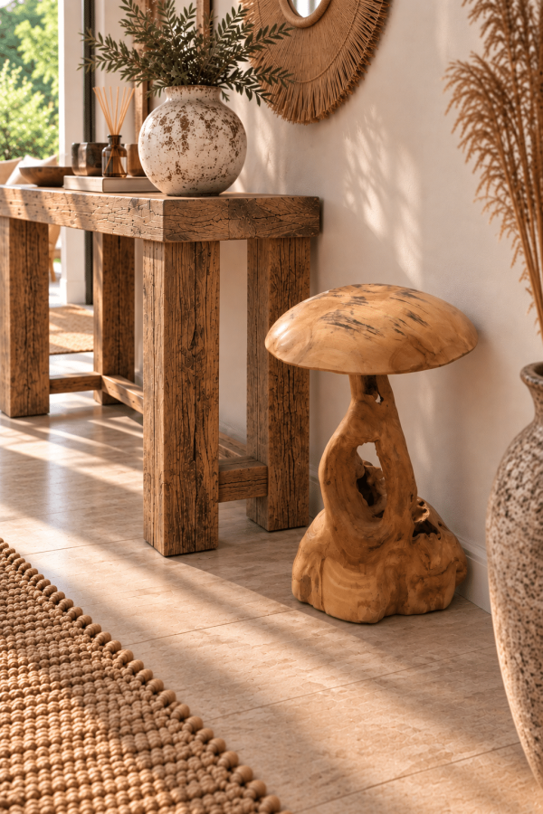 Champignon en teck