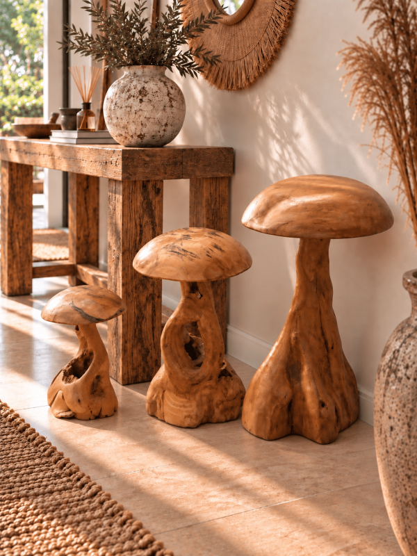 Champignon en teck
