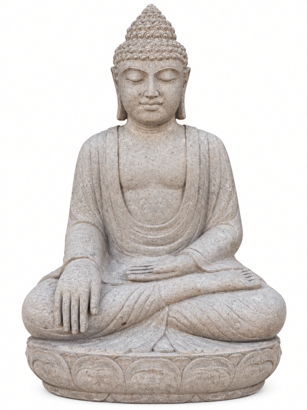 bouddha pierre de riviere meditation